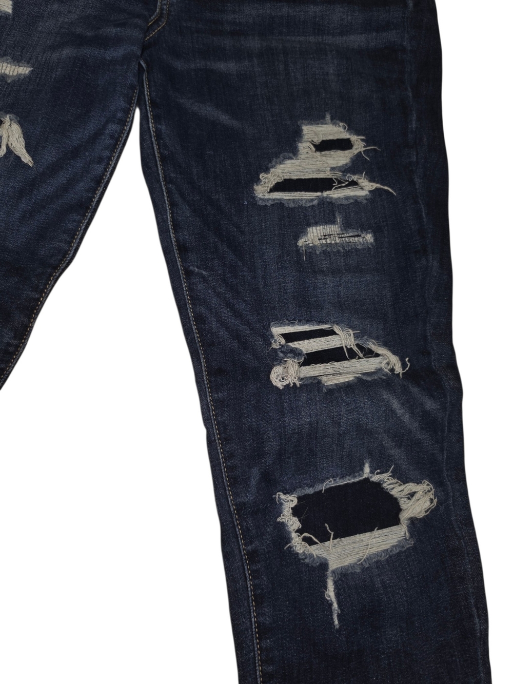 American Eagle Outfitters Distressed Dark Blue Skinny Jeans Size 12 - Picture 2 of 11